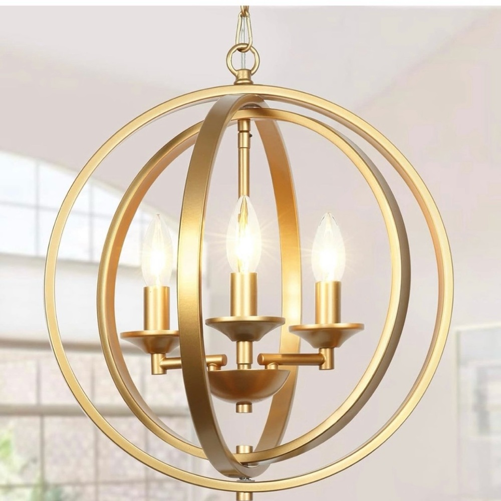 Gold Orb Chandelier Light Fixture - Picture 6 of 12
